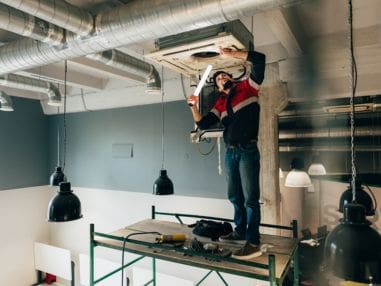 Commercial office fit out in progress with modern workspace design